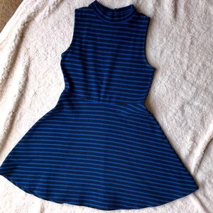 Blue Striped Skater Dress Sleeveless